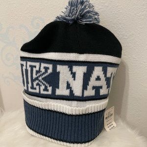 Pink brand beanie (navy blue)